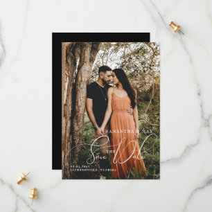 Reserva La Fecha Matrimonio Elegante De Fotografía Pareja Sencilla 