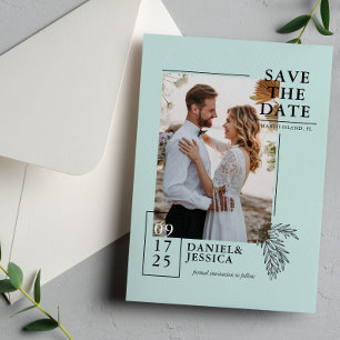 Reserva La Fecha Matrimonio fotográfico moderno Mint Green Save The