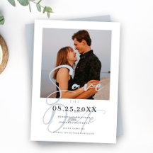 Matrimonio Mínimo Dusty Blue Photo Save The Date