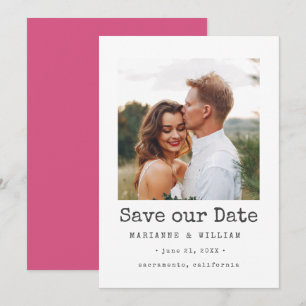 Reserva La Fecha Matrimonio Pink Simple SQUARE Photo ahorrando la f