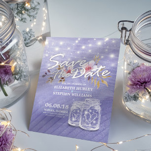 Reserva La Fecha Matrimonio Purple Mason Jars Ahorra La Fecha