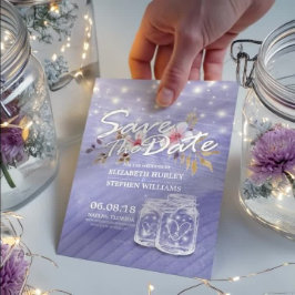 Reserva La Fecha Matrimonio Purple Mason Jars Ahorra La Fecha