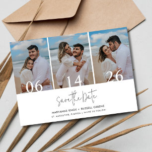 Reserva La Fecha Matrimonio simple de tres fotos en la playa