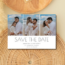 Reserva La Fecha Matrimonio simple de tres fotos en la playa