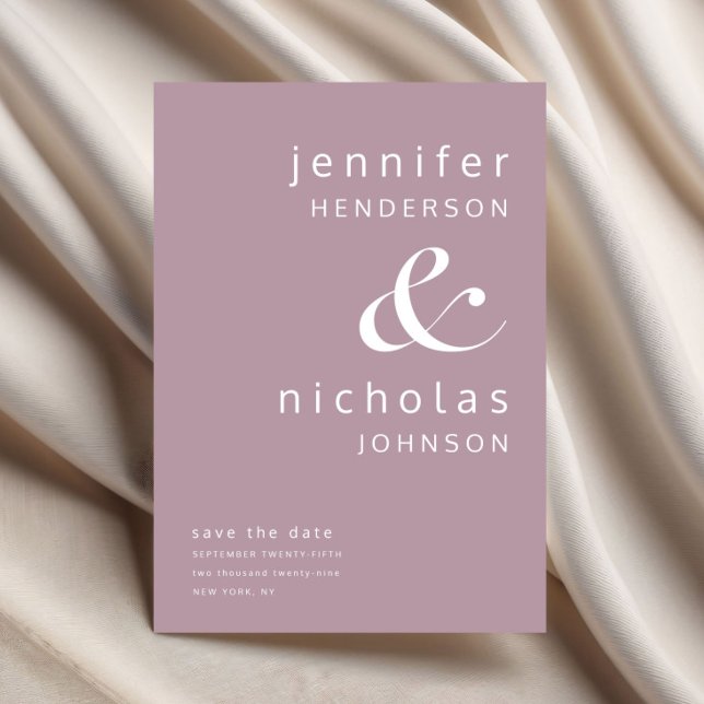 Reserva La Fecha Mauve Pink Modern Ampersand Typography Boda (Mauve Pink Modern Ampersand Typography Wedding Save The Date)