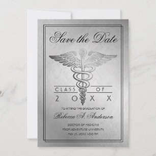 Reserva La Fecha Médica de graduación Caduceus Silver Elegant