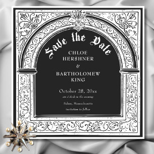 Reserva La Fecha Medieval gótico blanco negro hasta Boda de muerte