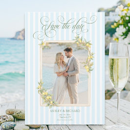 Reserva La Fecha Mediterranean Lemon Coastal Wedding Photo
