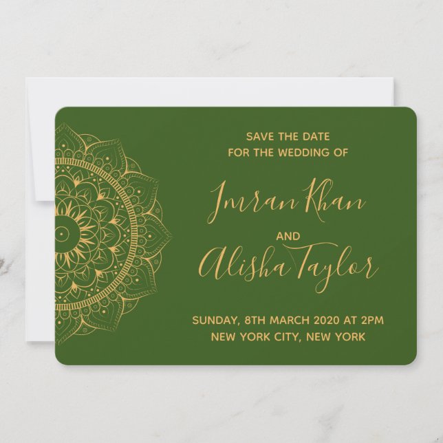 Reserva La Fecha Mehendi Boda India Salven la fecha hamsa Henna (Anverso)