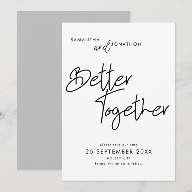 Reserva La Fecha Mejor Juntos El Gris De Guión Moderno (Anverso / Reverso)