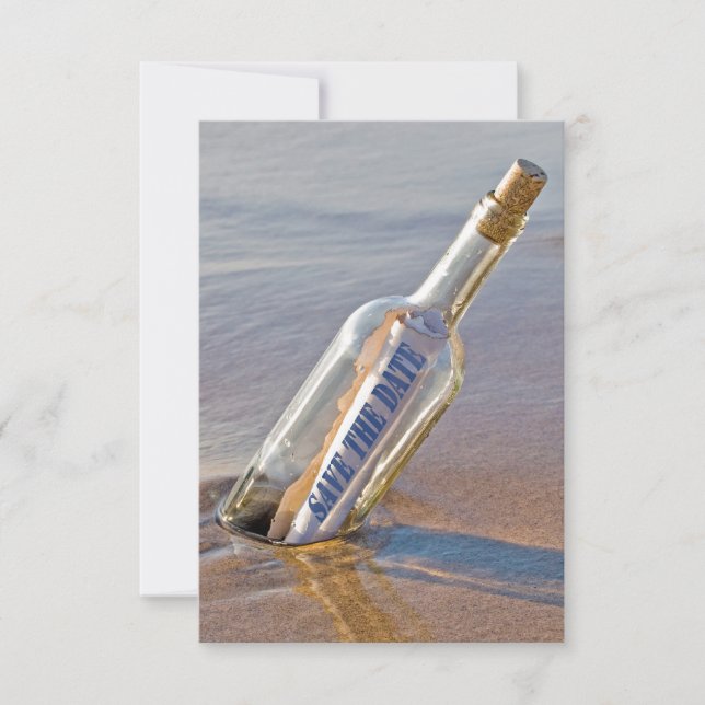 Reserva La Fecha mensaje de "Salva la Fecha" en una botella (Anverso)