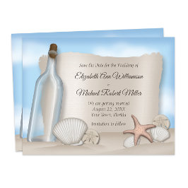 Reserva La Fecha Mensaje de una playa de botellas Guardar las tarje