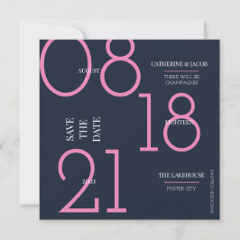 Reserva La Fecha Mensaje ingenioso de boda minimalista navy rosa