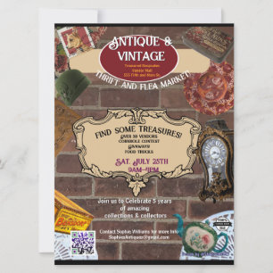Reserva La Fecha Mercado de Antigüedades y Vintage y Folleto de Eve