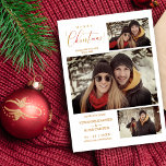 Reserva La Fecha Merry Christmas 3 Photos Collage Couple<br><div class="desc">Merry Christmas 3 Photos Collage Couple Save the Date with Envelope. For all wedding: MR & MRS, MR & MR, MRs & MRS. IMPORTANT NOTICE: This design is part of a collection and has other coordinated elements that you can find in my store. Sometimes it can be difficult to aesthetically...</div>