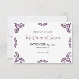 Reserva La Fecha Mexican Talavera Purple Floral Minimalist Wedding