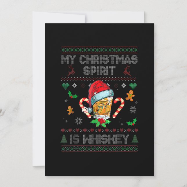 Reserva La Fecha Mi Espíritu Navidad es Whiskey Ugly Sweater Xmas P (Anverso)