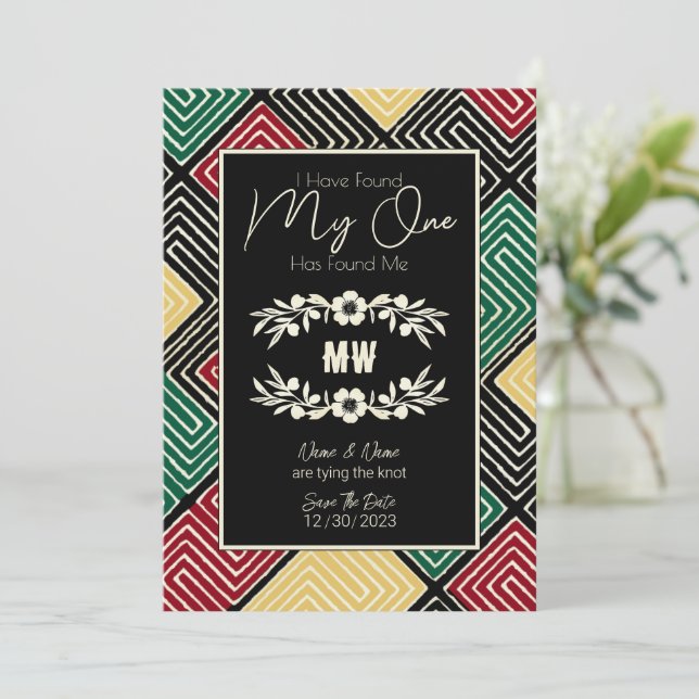 Reserva La Fecha MI HOMBRE ME HA ENCONTRADO Boda Tribal Africana (Anverso de pie)