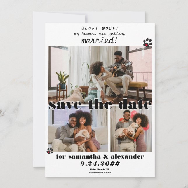 Reserva La Fecha Mi humano se casa collage de fotos de la boda del  (Anverso)