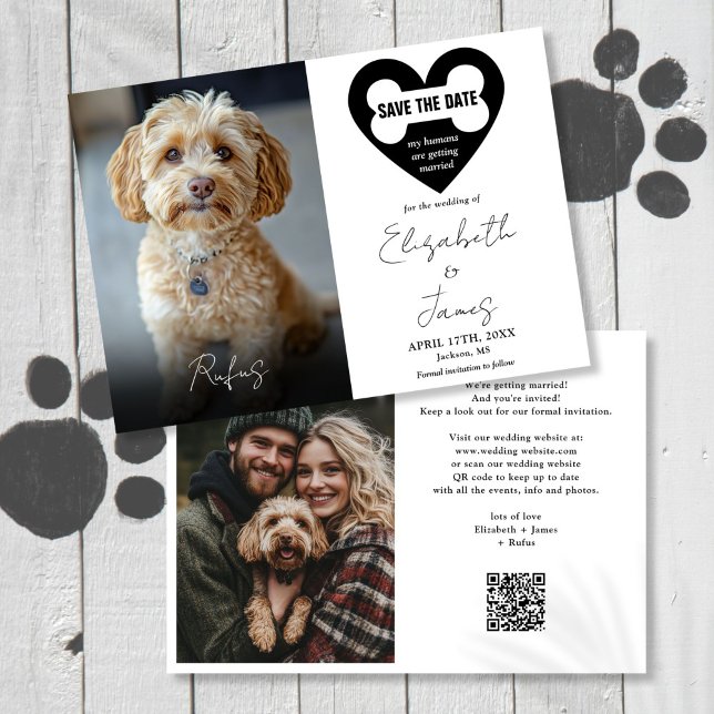 Reserva La Fecha Mi Perro Humanos 2 Fotos Código QR Boda (My Humans Dog 2 Photos QR Code Wedding Save The Date)