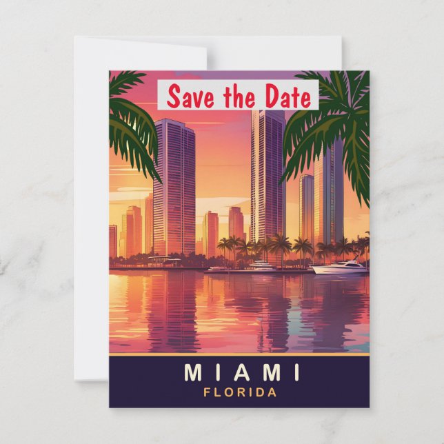 Reserva La Fecha Miami waterfront, Florida, Travel Postcard, (Anverso)
