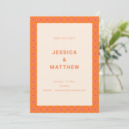 Reserva La Fecha Mid Century Modern Orange Geometric Unique Wedding