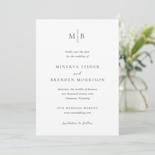 Reserva La Fecha Minerva Modern Elegant Wedding (Anverso de pie)