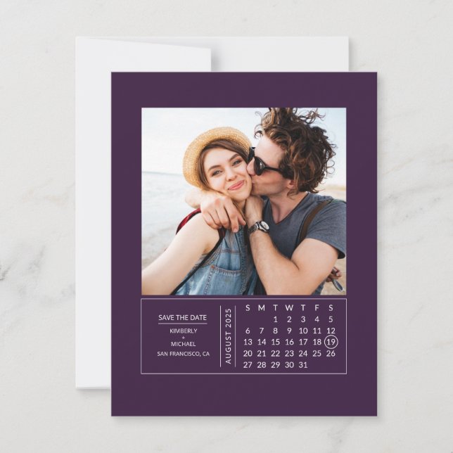 Reserva La Fecha Mini calendario minimo moderno Guardar la foto de  (Anverso)
