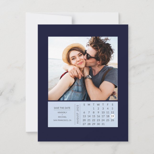 Reserva La Fecha Mini calendario minimo moderno Guardar la foto de  (Anverso)