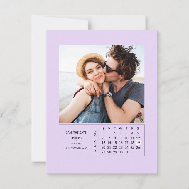Reserva La Fecha Mini calendario minimo moderno Guardar la foto de  (Anverso)