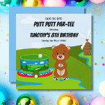 Reserva La Fecha Mini Putt Putt Birthday Cute Gopher Kids Fiesta<br><div class="desc">¡Esta es la tarjeta Save the Date perfecta para una celebración inolvidable! Prepárate para celebrar el día especial de tu hijo con una divertida y única aventura de miniputt-putt. El diseño es muy agradable, con un bonito gopher junto a un pequeño obstáculo de minigolf con la temática de un pastel...</div>