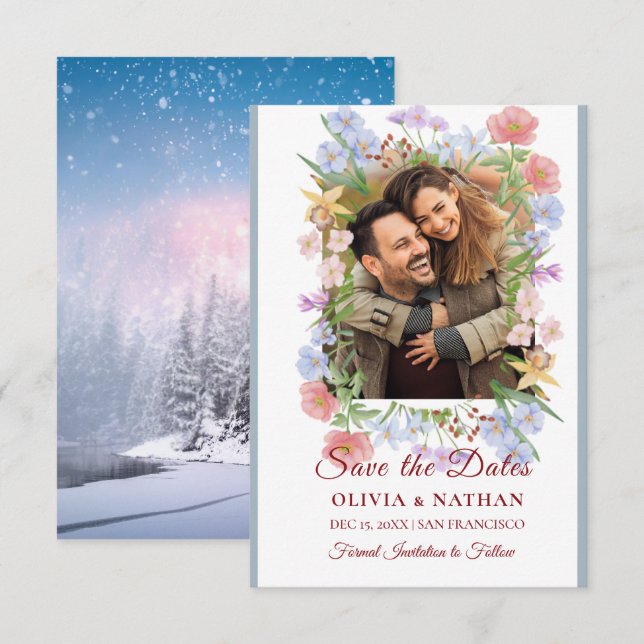 Reserva La Fecha Minimal Elegant Text & Photo Design / Wedding  (Anverso / Reverso)