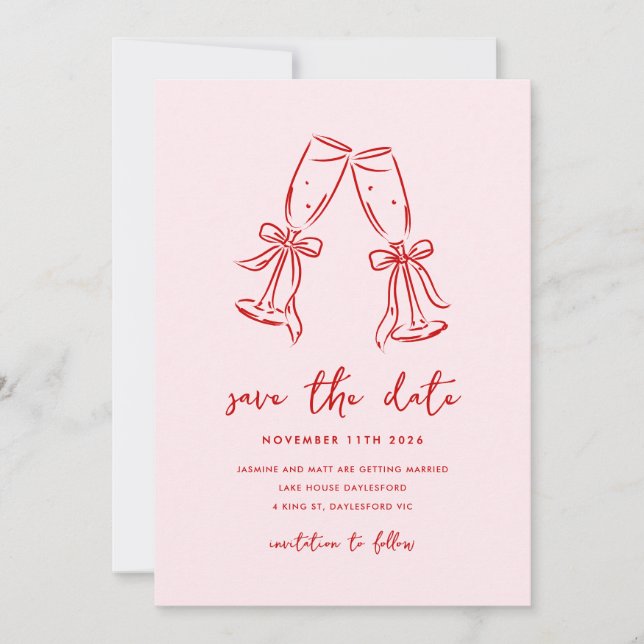 Reserva La Fecha Minimal Hand Drawn Whimsical Doodle Save The Date (Anverso)