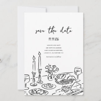 Reserva La Fecha Minimal Hand Drawn Whimsical Doodle Save The Date