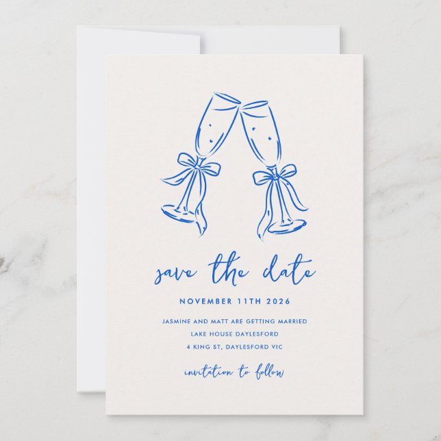 Reserva La Fecha Minimal Hand Drawn Whimsical Doodle Save The Date (Anverso)