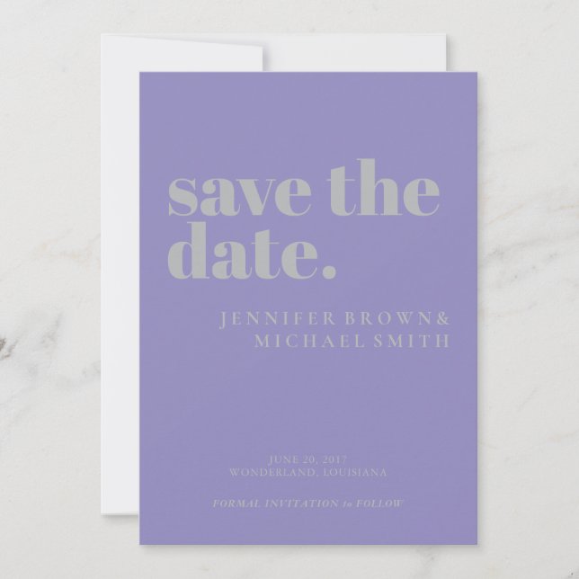 Reserva La Fecha Minimal Lavender Silver Wedding Photo Calligraphic (Anverso)