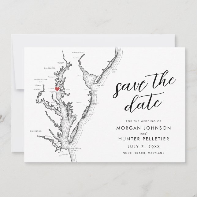 Reserva La Fecha Minimal Modern North Beach MD Wedding (Anverso)