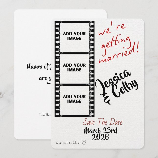 Reserva La Fecha Minimal Photo Save the Date Custom Modern (Anverso / Reverso)