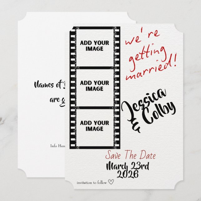 Reserva La Fecha Minimal Photo Save the Date Custom Modern (Anverso / Reverso)