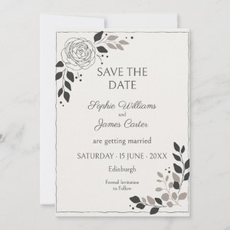 Reserva La Fecha Minimal Rose Line Art Botanical