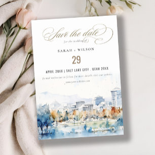 Reserva La Fecha Minimal San José, Boda de acuarela de California