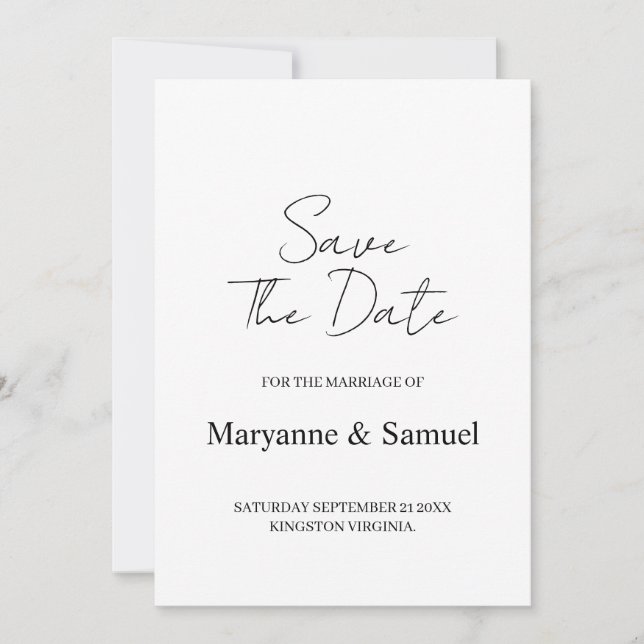 Reserva La Fecha Minimal Script Photo Save the Date (Anverso)
