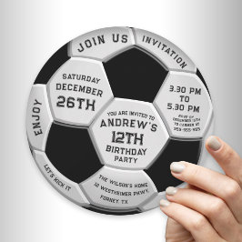 Reserva La Fecha Minimal Text on Soccer Ball Birthday Invitation