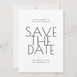 Reserva La Fecha Minimalist Back & White Wedding | Photo & QR Code