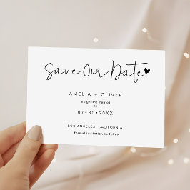 Reserva La Fecha Minimalist Chic Script Heart Modern Wedding