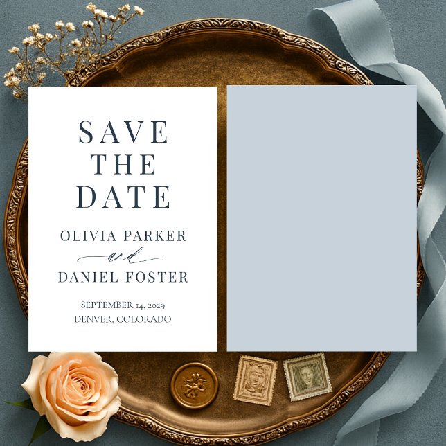Reserva La Fecha Minimalist Coastal Blue Wedding Save the Date (Subido por el creador)
