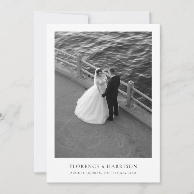 Reserva La Fecha Minimalist Elegant Photo Wedding Save the Date  (Anverso)