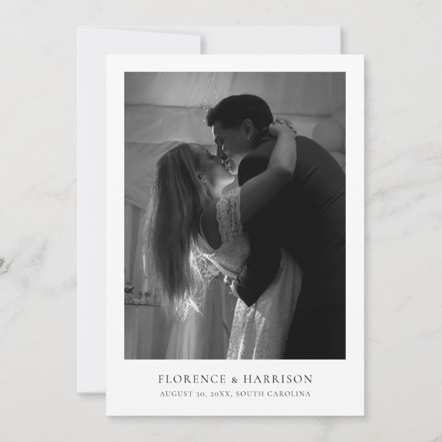 Reserva La Fecha Minimalist Elegant Photo Wedding Save the Date  (Anverso)