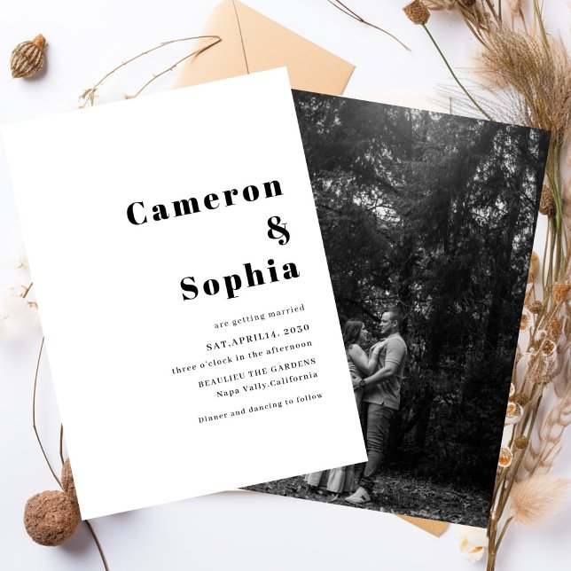 Reserva La Fecha Minimalist Elegant Text Wedding Photo black white (Subido por el creador)
