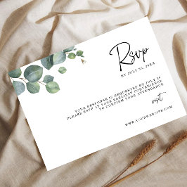 Reserva La Fecha Minimalist Eucalyptus Leaves RSVP Wedding Card